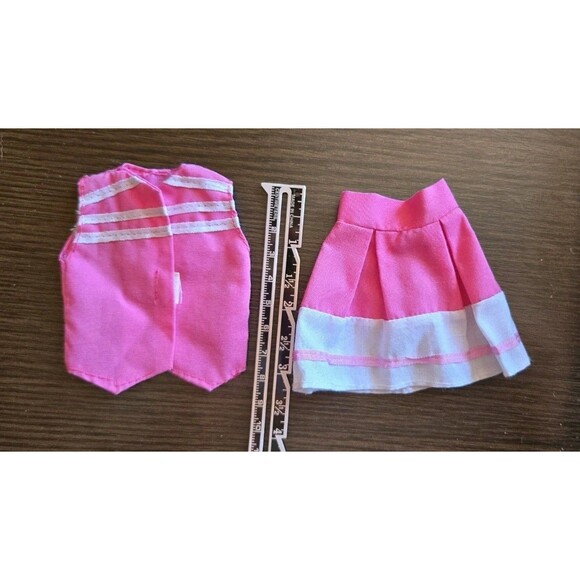 Vintage 80s Barbie Clone Mod Outfit Fashion Doll Skirt Top Vest Socks 4pc Tennis - Picture 8 of 10